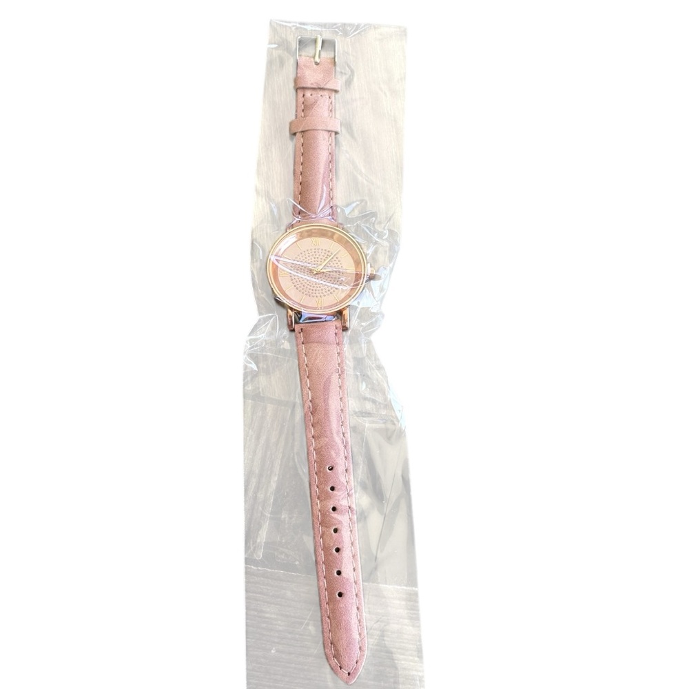 Blush Pink Vegan Leather Simple Face Watch